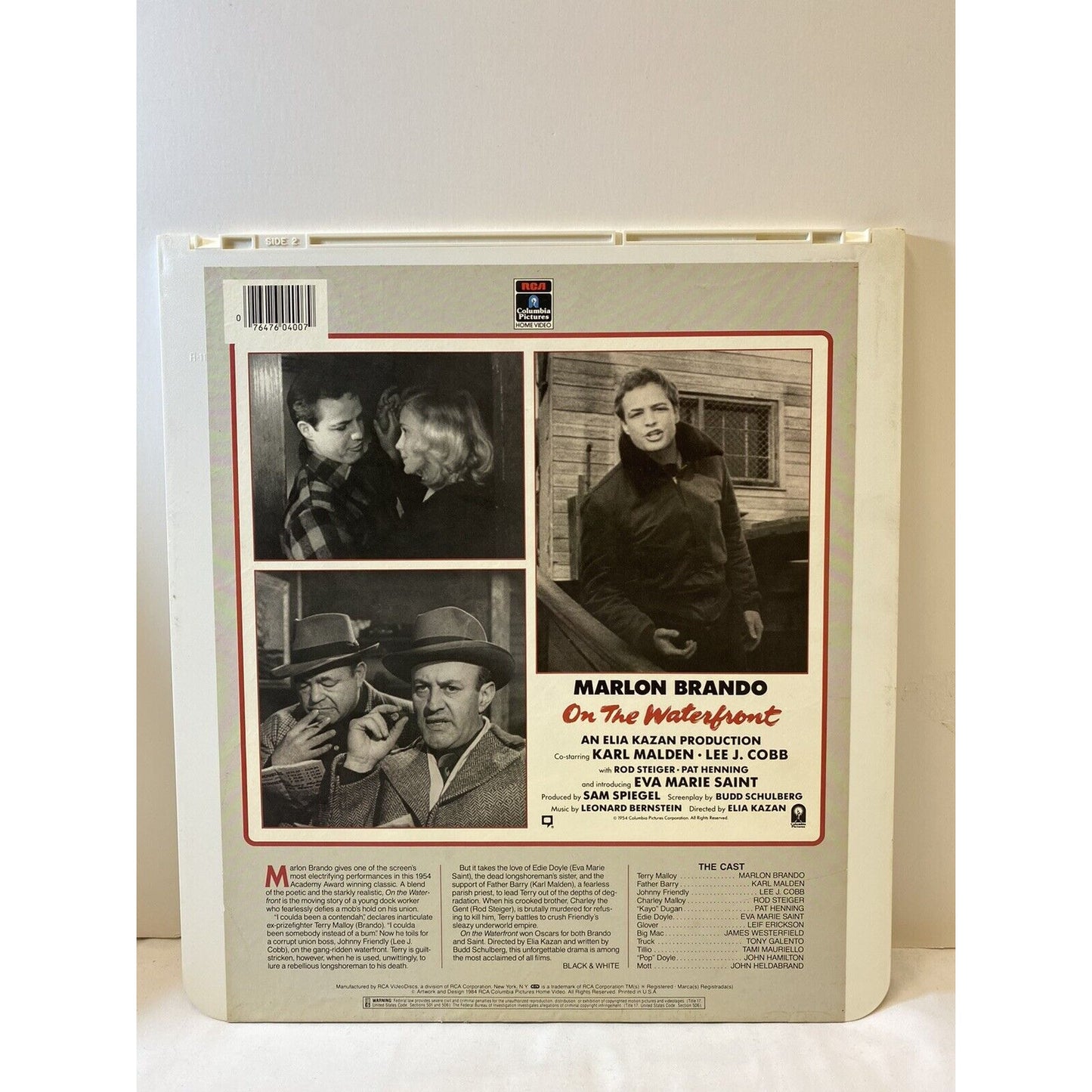 On The Waterfront CED Stereo Videodisc Movie Marlon Brando Black/White 1954