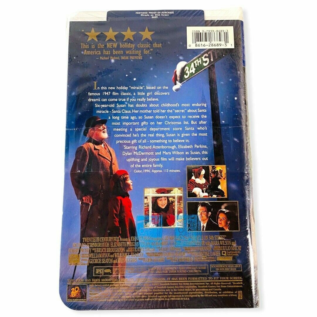 Miracle on 34th Street VHS 1994 Clamshell Sealed Watermark Christmas Movie