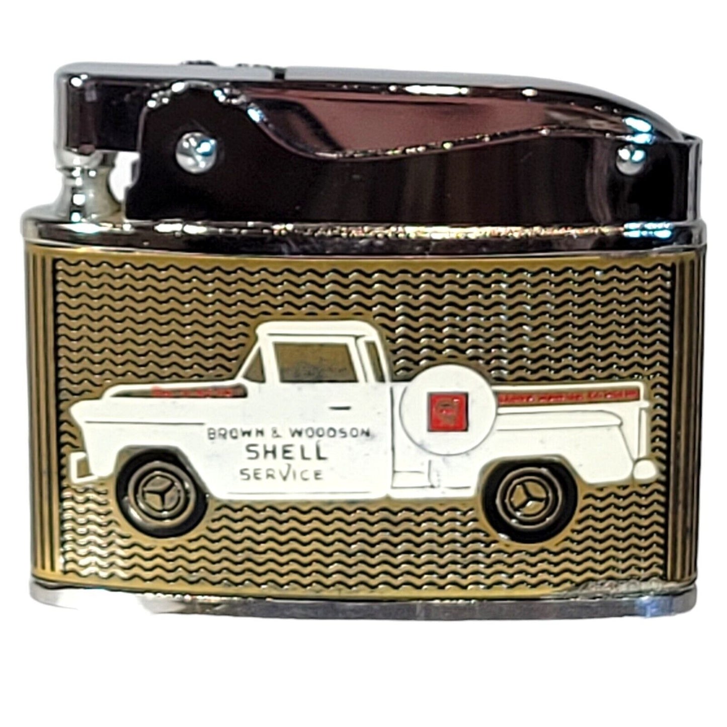 1950's Shell Gas Service Station Lighter Brown & Woodson Service St Louis Unused