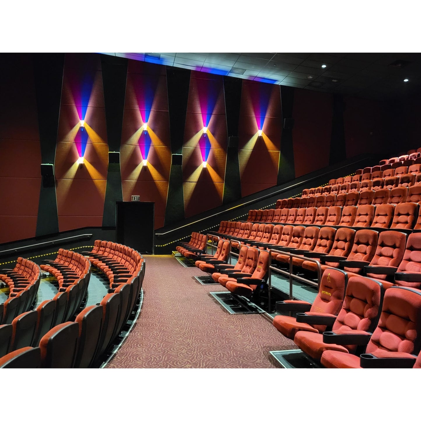 Theater Seats Red Plush Vertical Mount