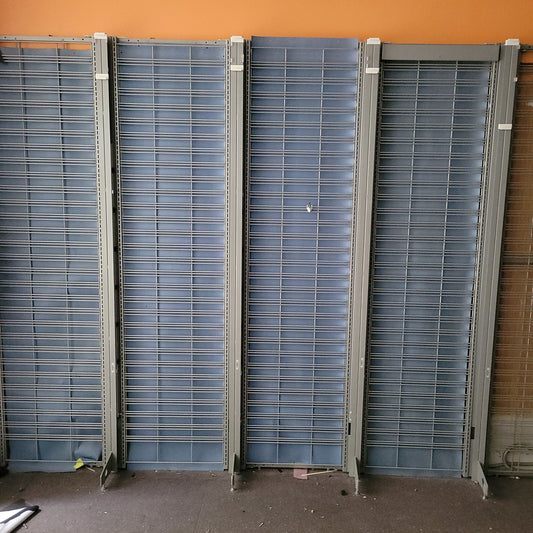 Metal slat wall style displays with electric