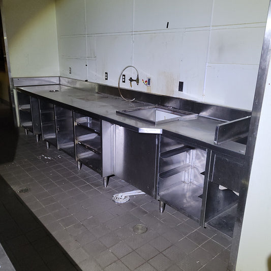 Large Stainless Steel Prep Table with Sink