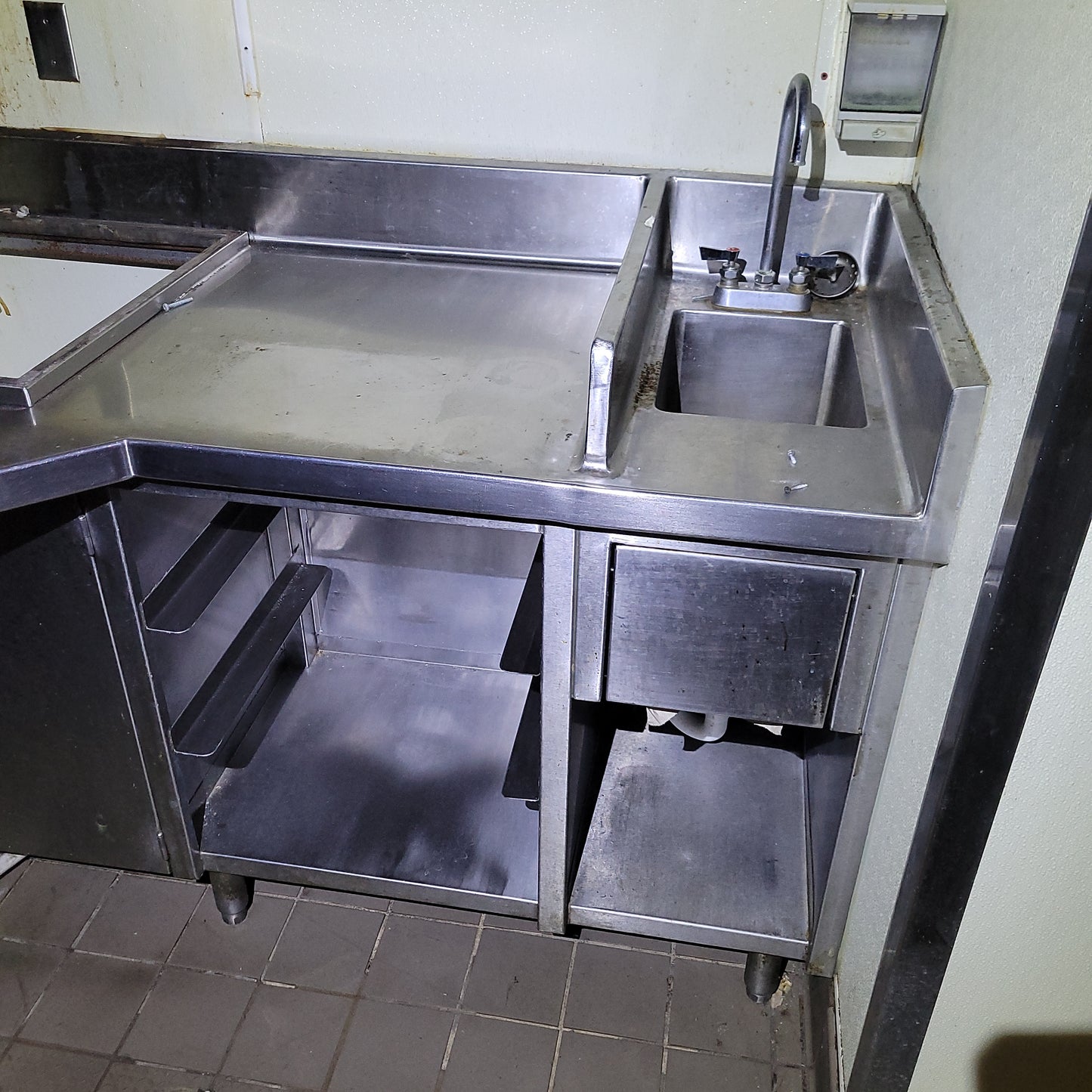 Large Stainless Steel Prep Table with Sink
