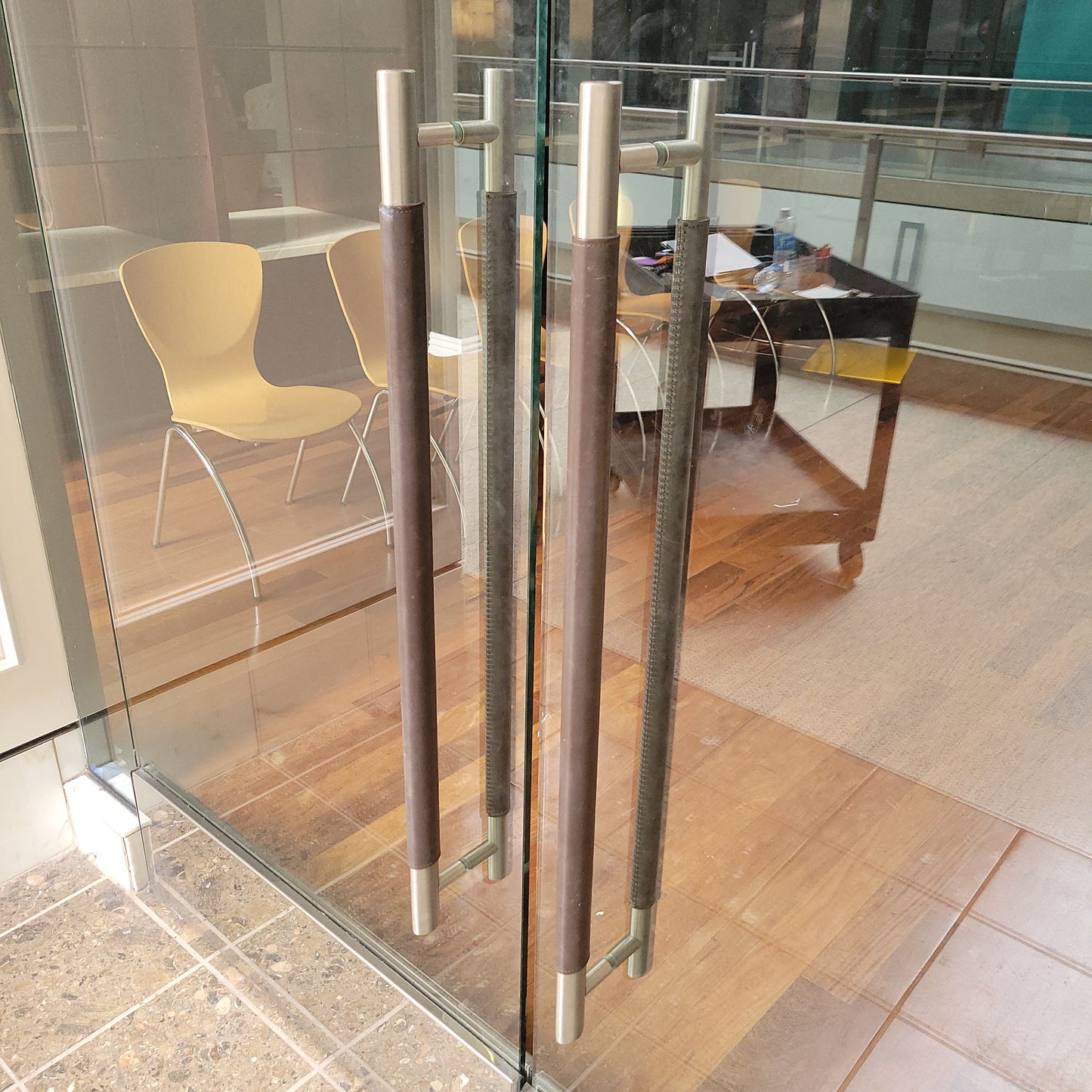 Tall glass entry doors