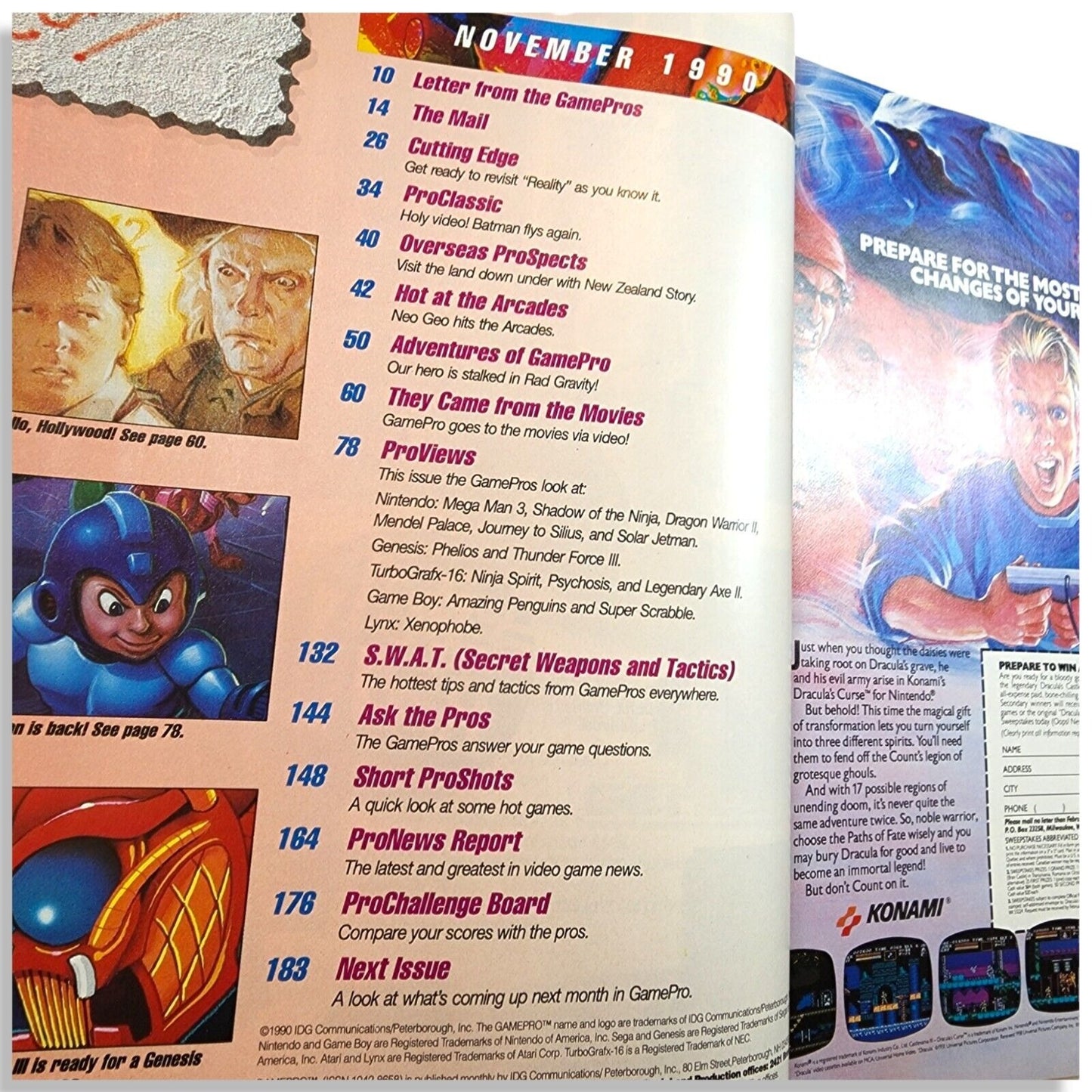 Gamepro Magazine November 1990 Gremlins Cover Vintage Video Games 185 Pages!