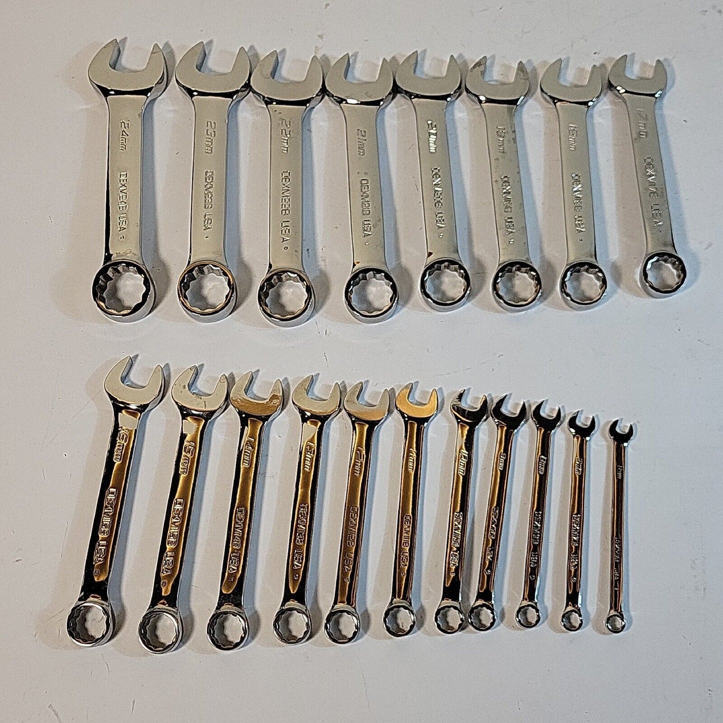 Snap-on 12-point Metric Flank Drive Short Comb Wrench 19 pc set 6mm to 24mm