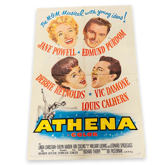 Jane Powell Debbie Reynolds "Athena" One Sheet Poster 1954 ORIGINAL