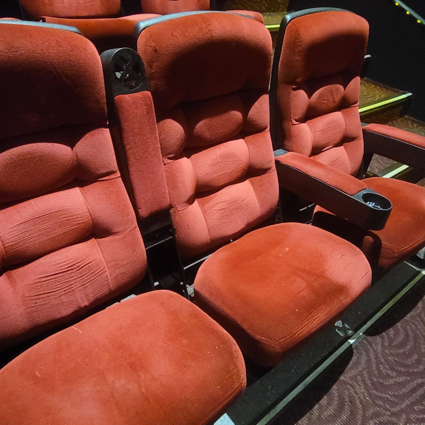 Theater Seats Red Plush Horizontal Mount