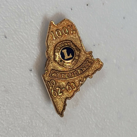 Lions Club 100% Attendance Pin Scandinavia 1961-1962 Screw On Back