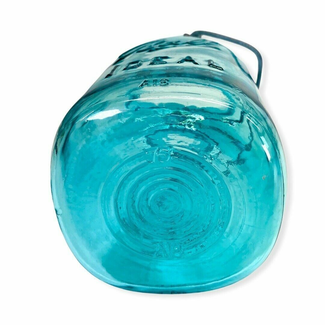 Vintage Ball Ideal Jar Aqua Blue Turquoise Tinted Glass 1970's Made in USA