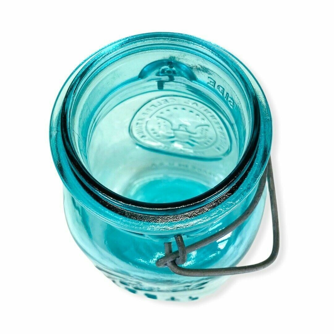 Vintage Ball Ideal Jar Aqua Blue Turquoise Tinted Glass 1970's Made in USA