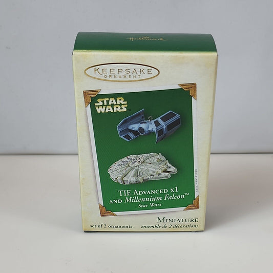 Hallmark Star Wars Christmas Ornament Tie Advanced X1 & Millennium Falcon