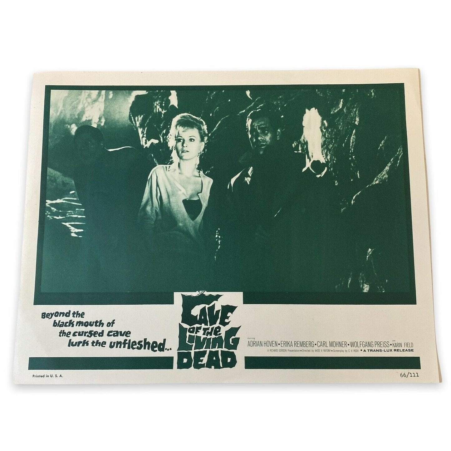 Cave of the Living Dead ORIGINAL Lobby Card 1966 Movie Poster Black/White