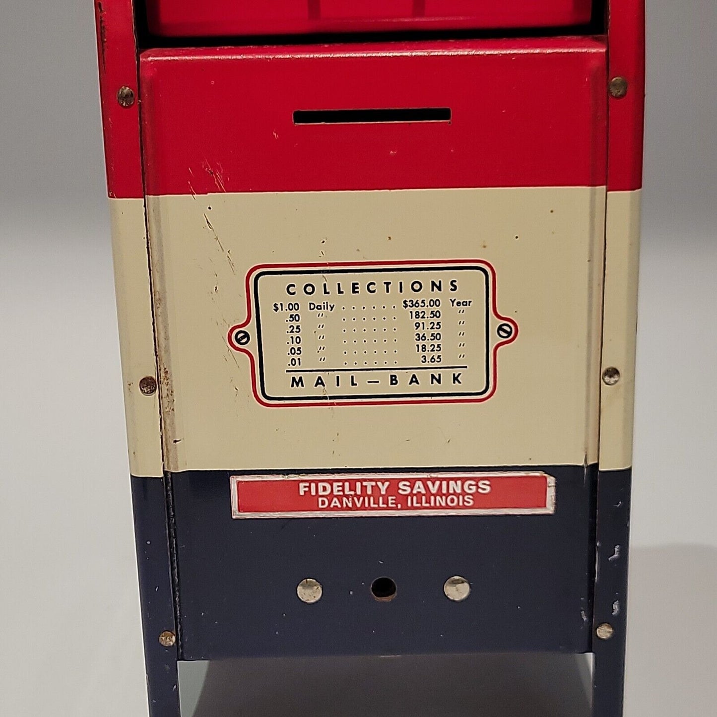 Vintage Tin Litho All American Mail Box Bank by Superior Stationery Company USA