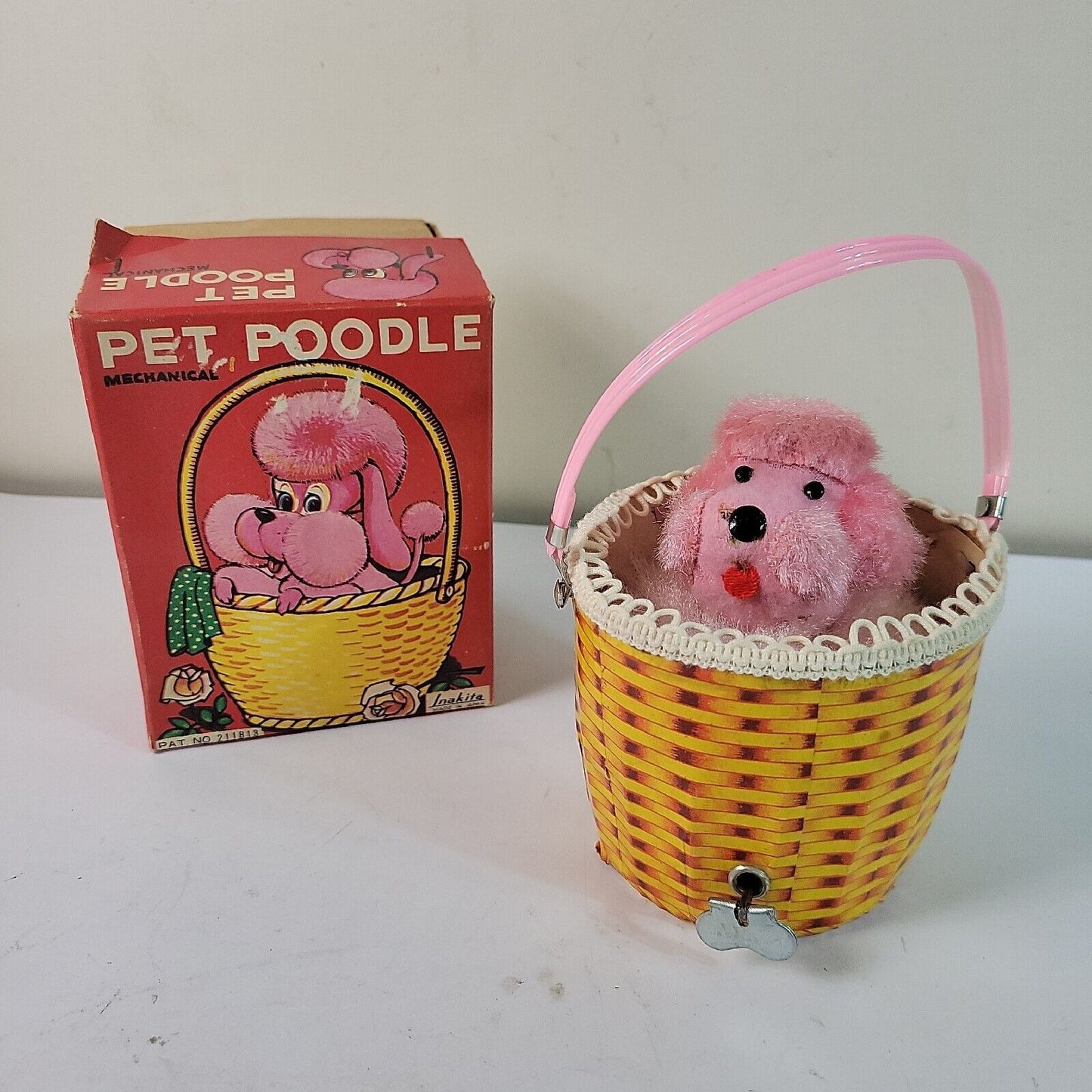 Vintage 1950's Inakita PET POODLE Wind-up Tin Toy in Box Made in Japan