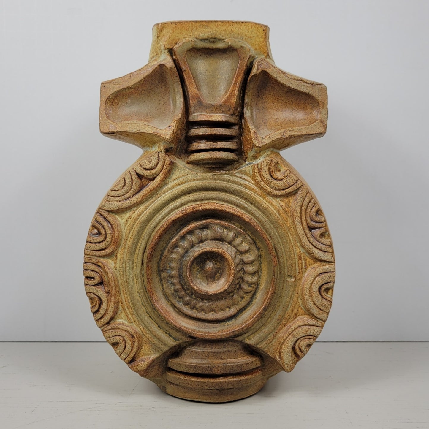 Vase Bernard Rooke Vintage Mid-Century English Brutalist Pottery Signed 9 1/2"