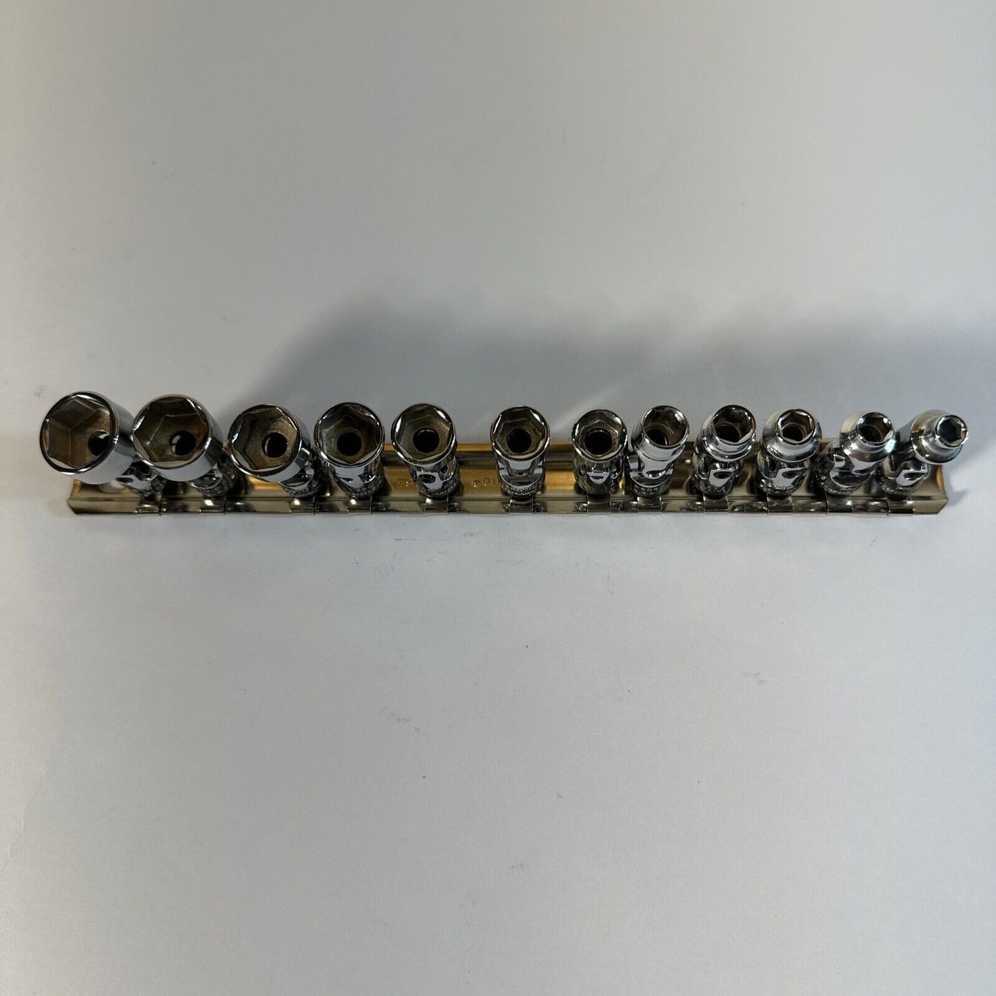 PROTO Socket Set: 1/4 in Drive Size, 12 Pieces, 5 mm to 15 mm Socket Size Range