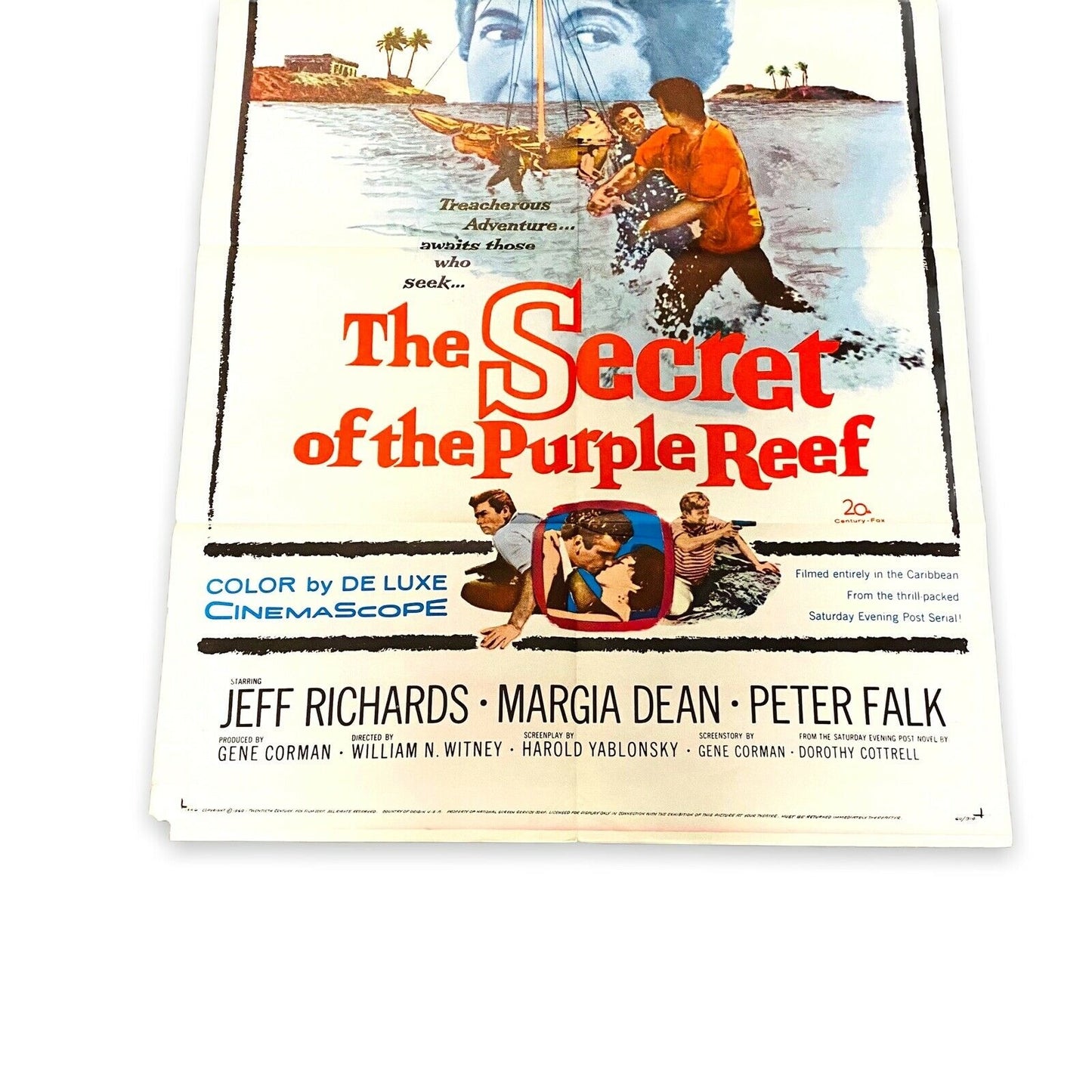 Jeff Richards "The Secret of the Purple Reef" One Sheet Poster 1948 ORIGINAL