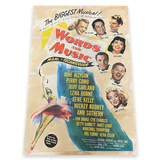 Judy Garland "Words and Music" LINEN backed ORIGINAL One Sheet Movie Poster