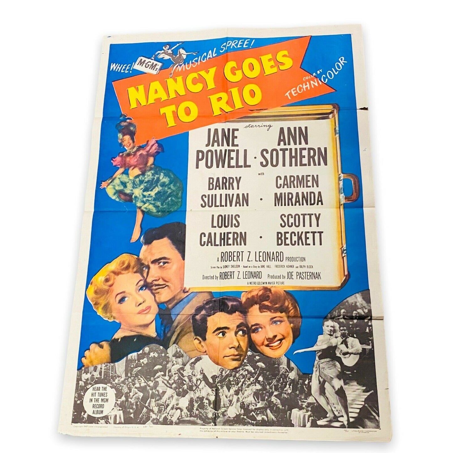 Jane Powell Rosemary Clooney "Nancy Goes to Rio" One Sheet Poster 1950 ORIGINAL