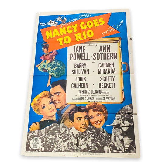 Jane Powell Rosemary Clooney "Nancy Goes to Rio" One Sheet Poster 1950 ORIGINAL