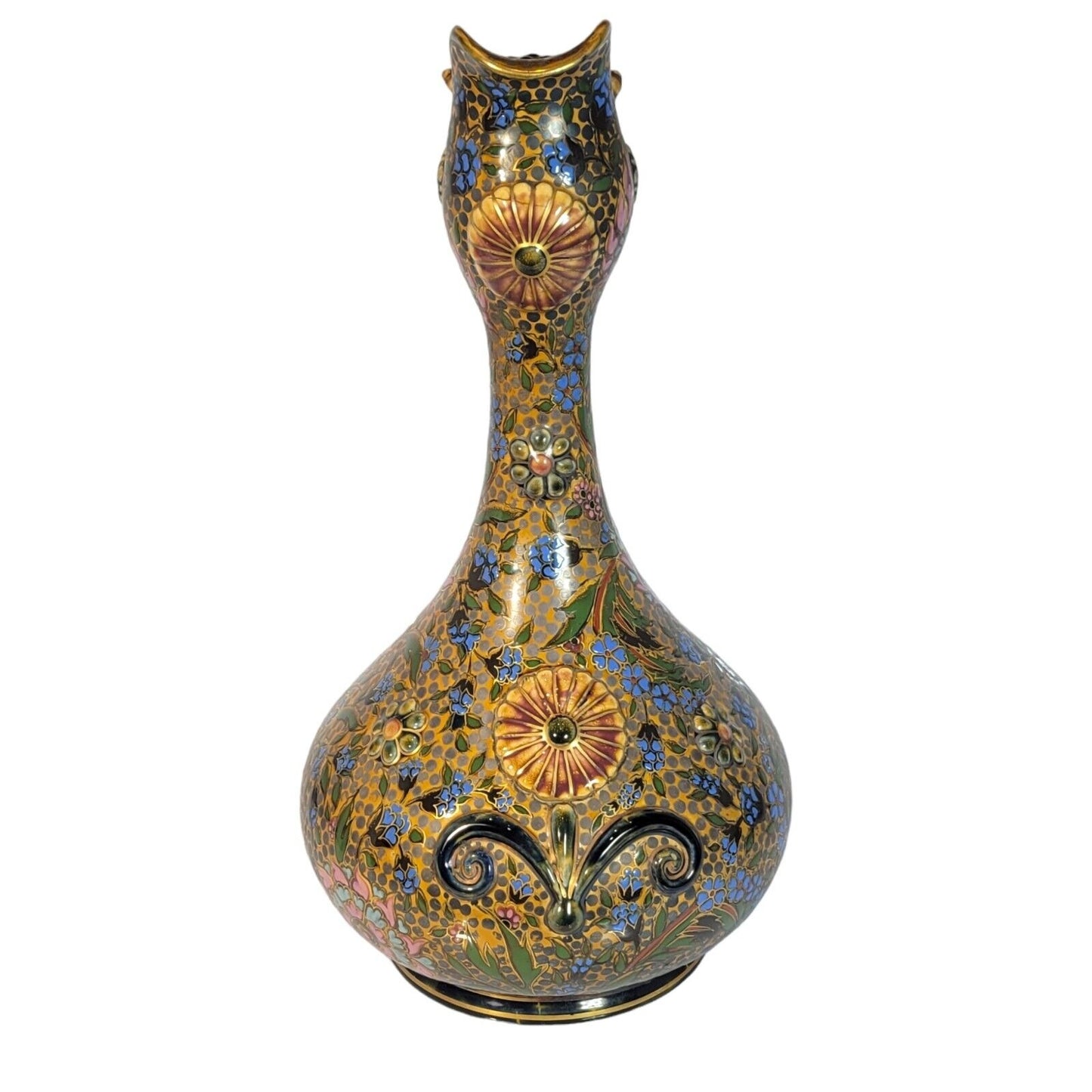 Zsolnay Factory Porcelain Tall Vase, Pécs, Hungary, ca. 1873-1882