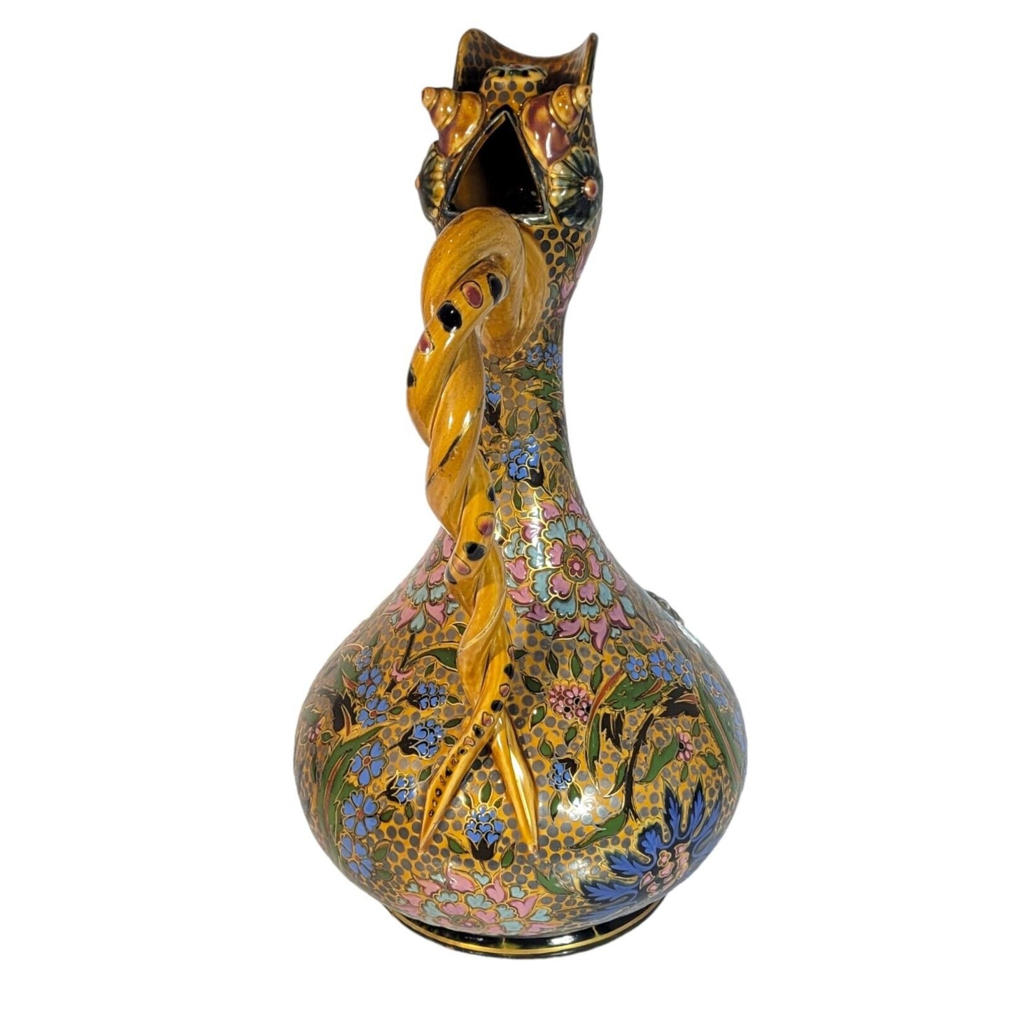 Zsolnay Factory Porcelain Tall Vase, Pécs, Hungary, ca. 1873-1882