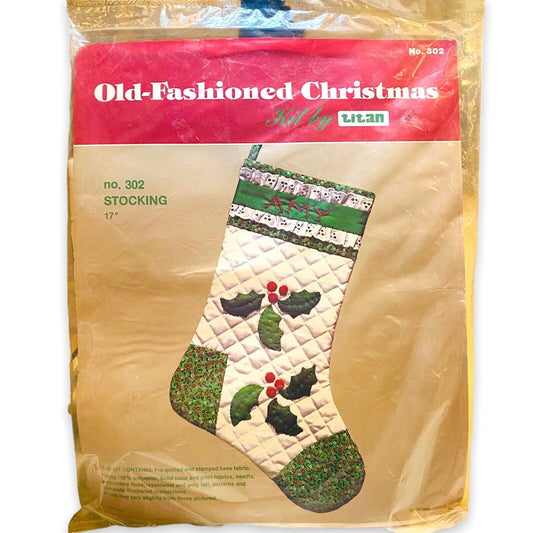 Vintage Christmas Stocking Sewing Craft Kit Calico  by Titan NOS Unopened