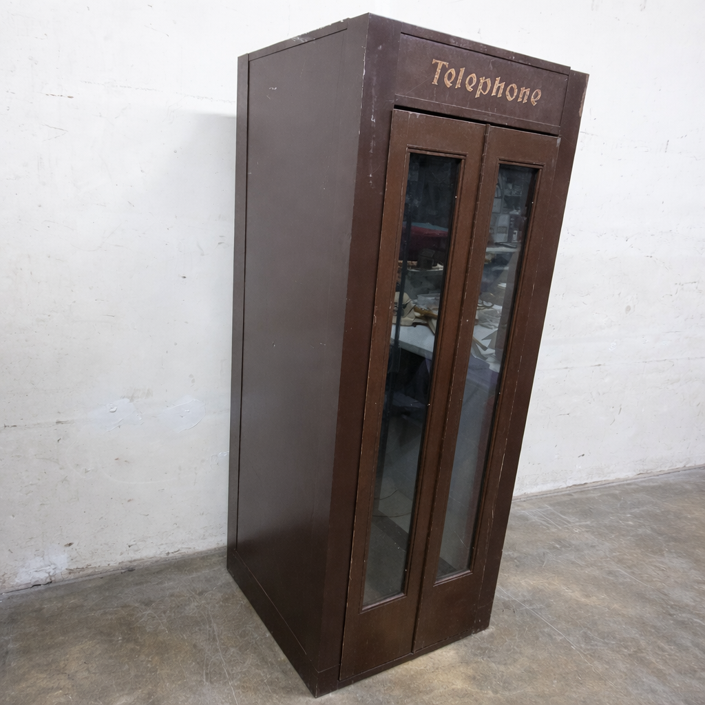 Vintage Sherron Acoustic Metal Telephone Booth w/ Payphone