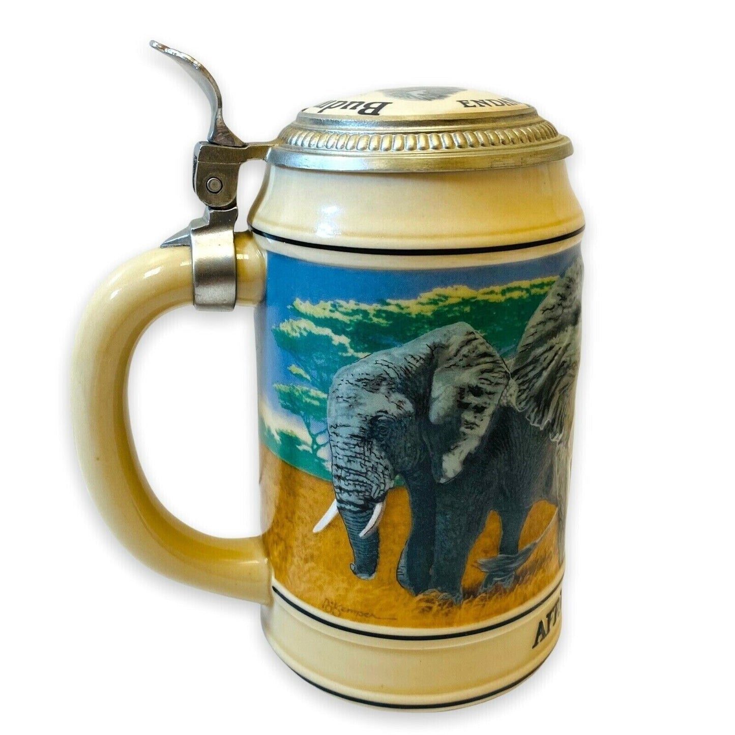 Anheuser Busch Stein African Elephant Endangered Species Collectible 1994 w/coa