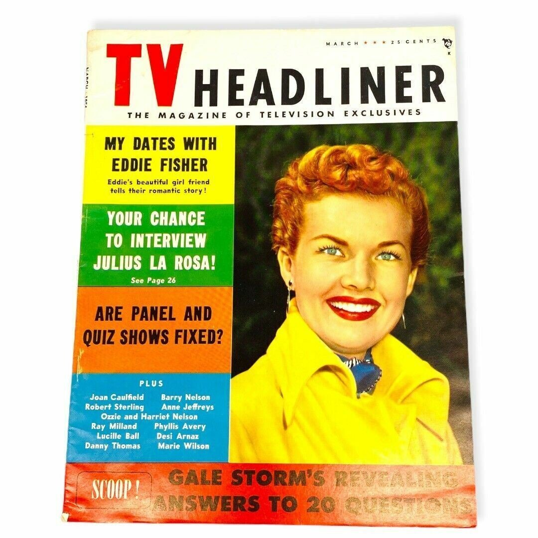 Vintage TV Headliner Magazine March 1954 Gale Storm Lucille Ball Eddie Fisher