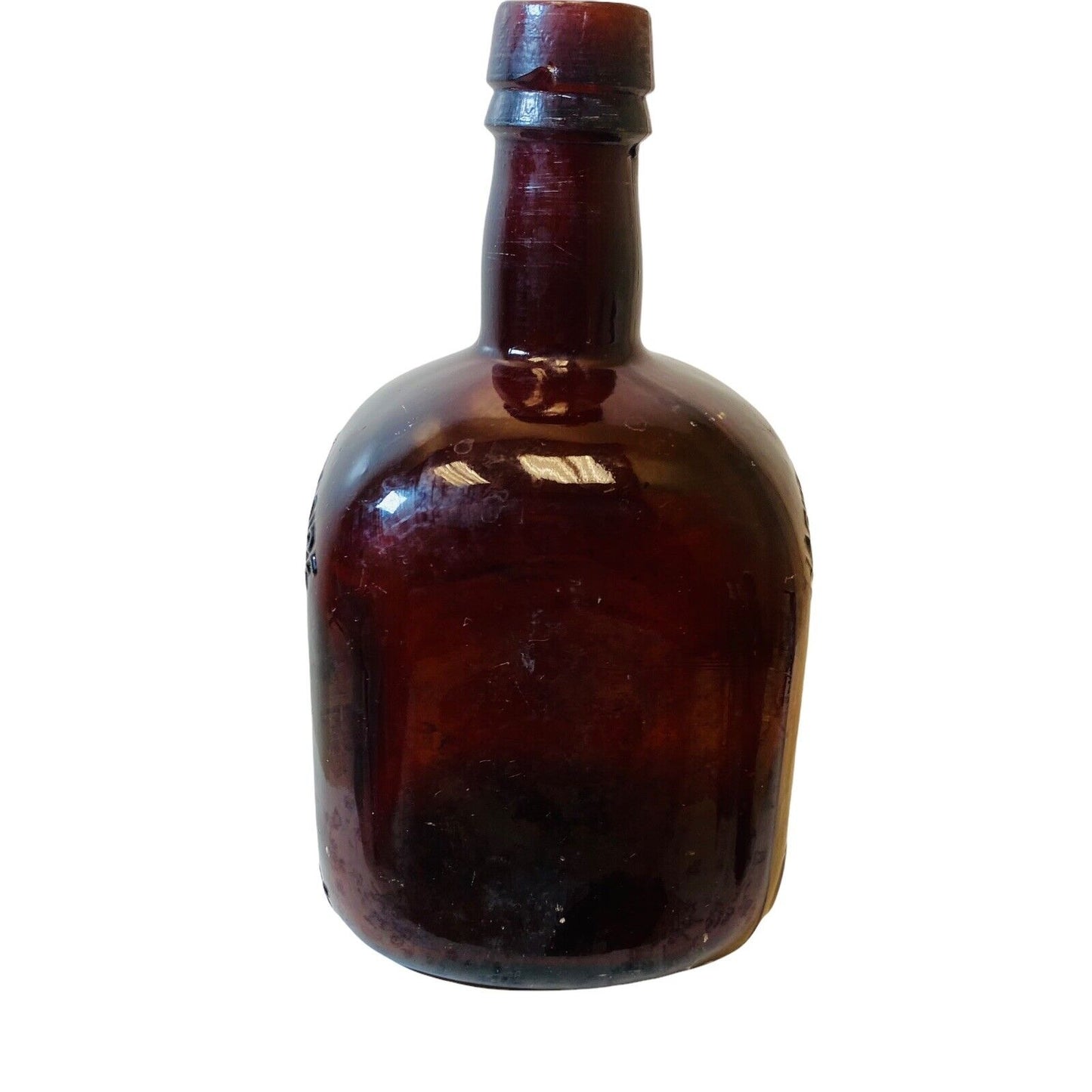 Vintage Amber Square Scottish Liquor Bottle Leith and Glasgow Harvey MacNaire