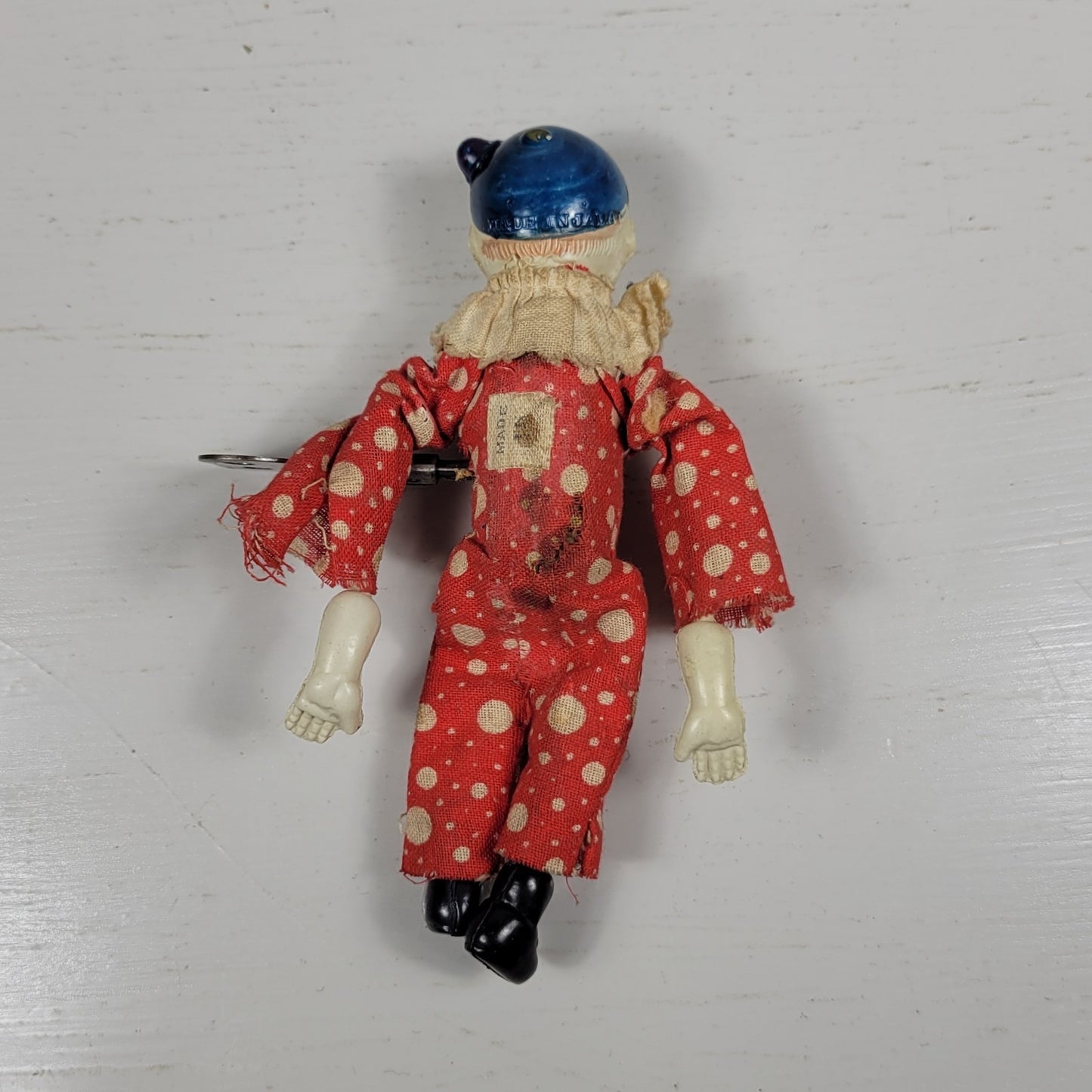 1930's Celluloid Tumbling Acrobat Clown Wind Up Toy with Key Vintage
