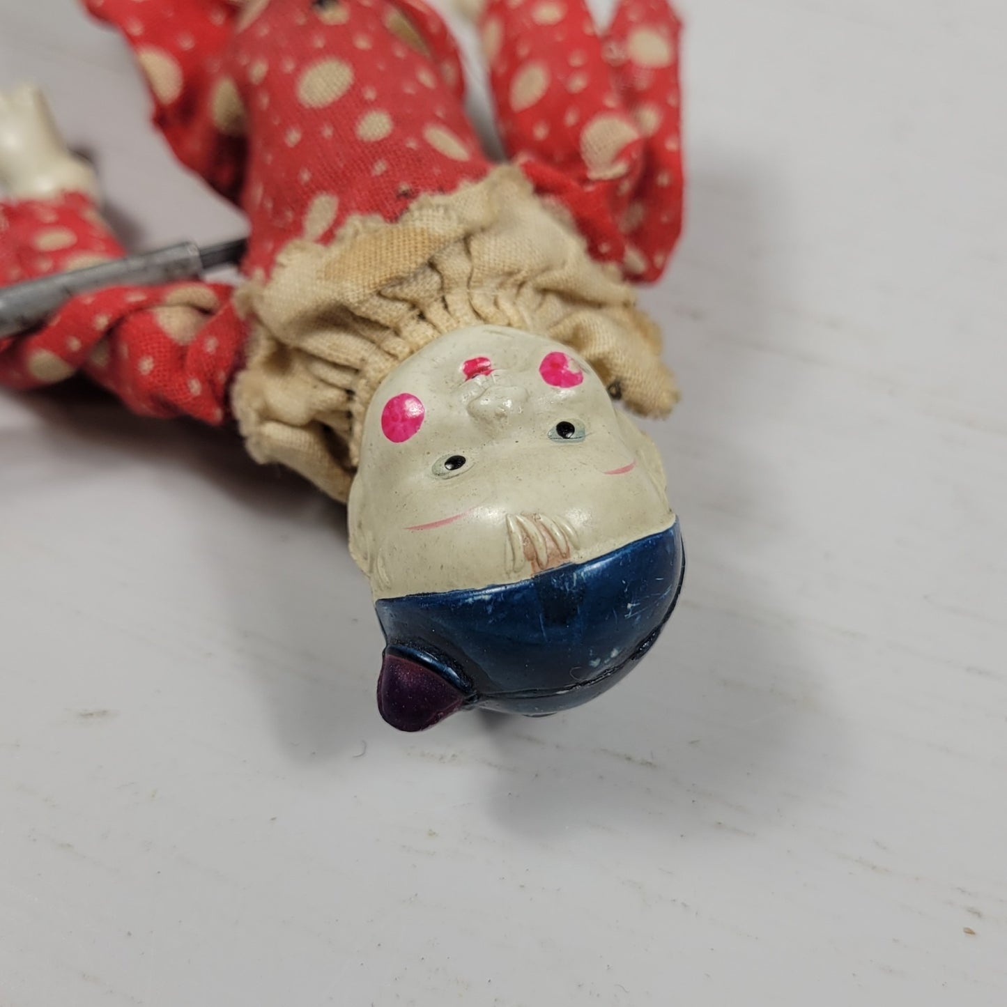 1930's Celluloid Tumbling Acrobat Clown Wind Up Toy with Key Vintage