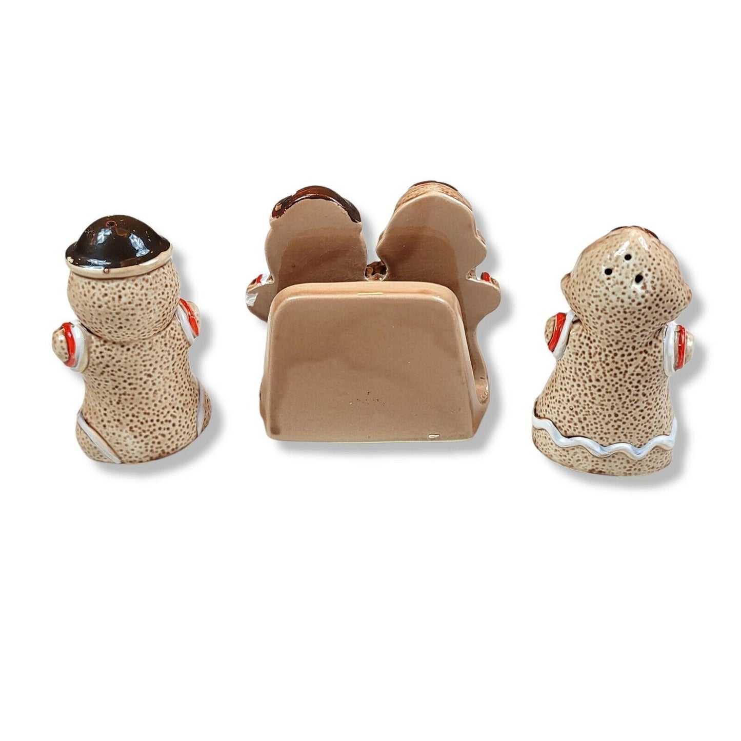 Christmas Mr & Mrs Gingerbread Salt & Pepper Shakers w Napkin Holder