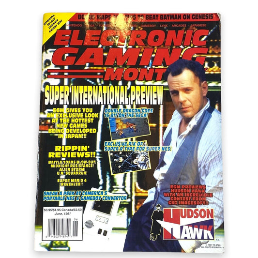 Electronic Gaming Monthly June 1991 Super International Bruce Willis Cover # 23