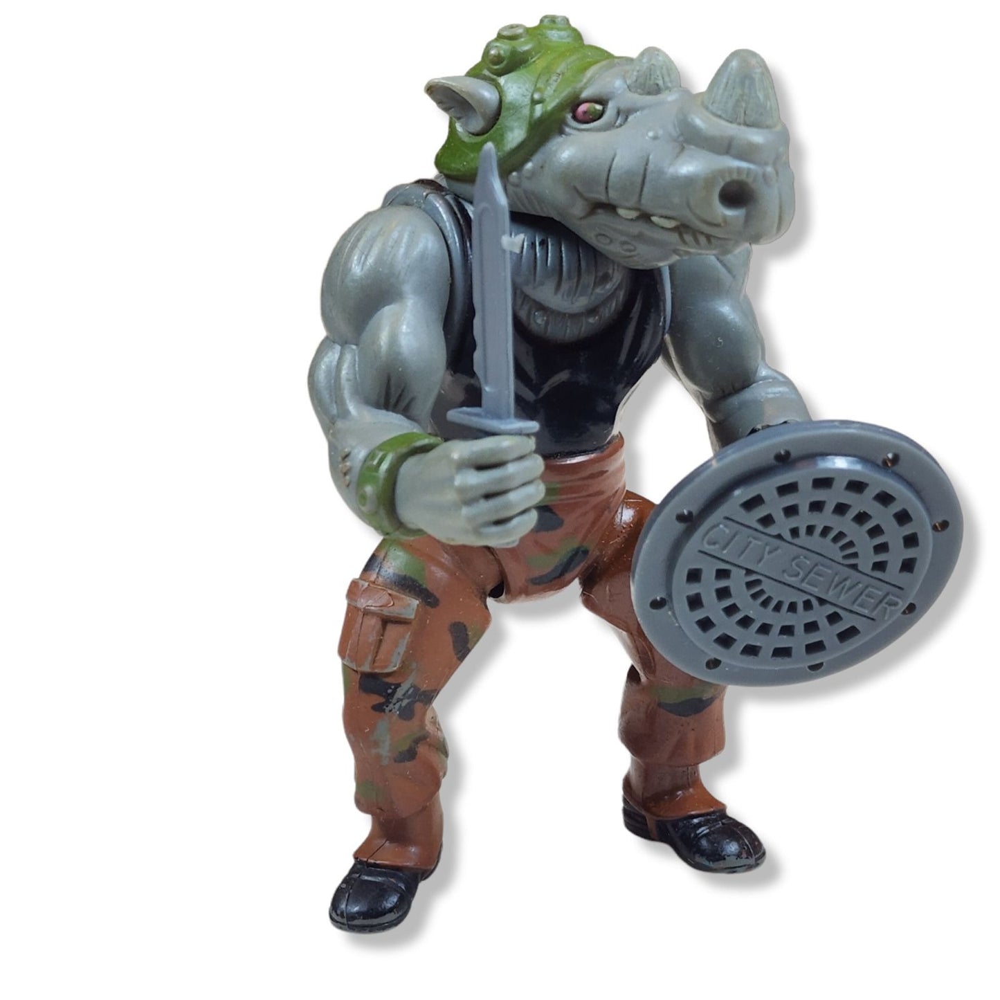 1989 TMNT Ninja Turtles Rocksteady Hard Head Action Figure Playmates