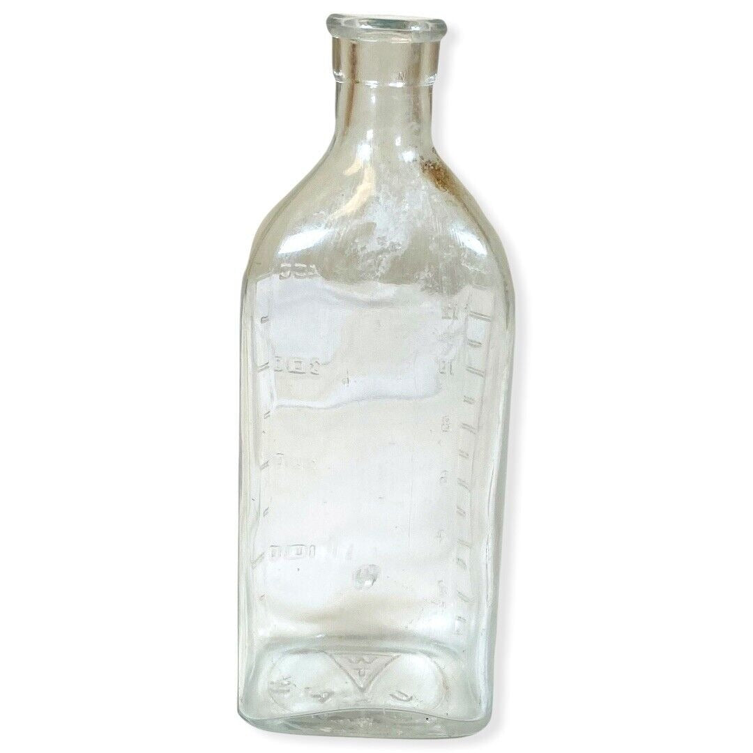 Vintage 16 oz Glass Bottle with Stopper Measurements Marks Whitall Tatum