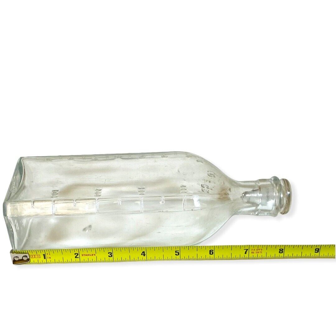 Vintage 16 oz Glass Bottle with Stopper Measurements Marks Whitall Tatum