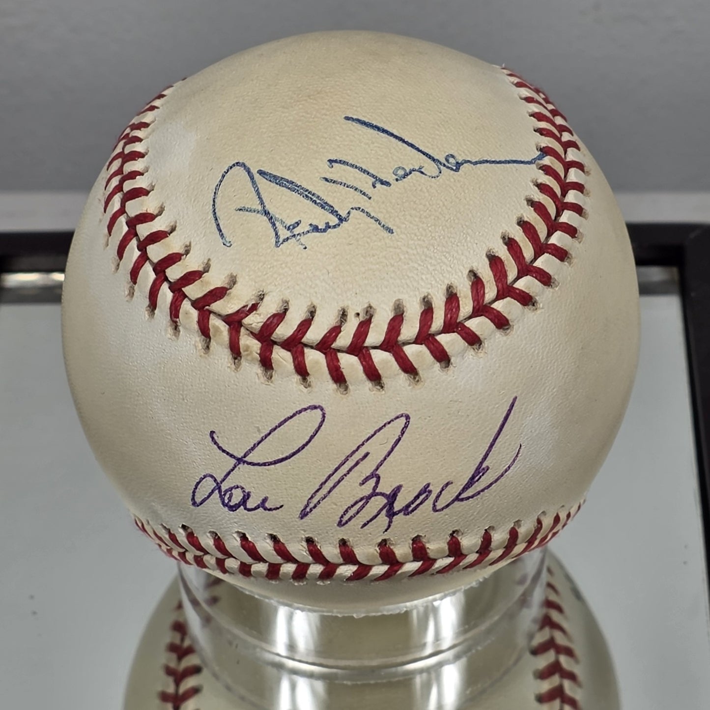Rickey Henderson & Lou Brock Signed Rawlings Official NL Baseball JSA Certified