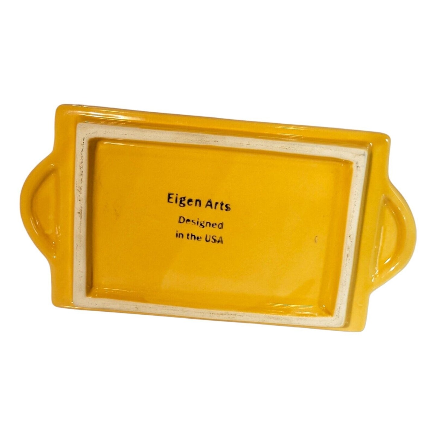 Eigen Arts Beurre Covered Butter Dish, Unused, Yellow & White French Country