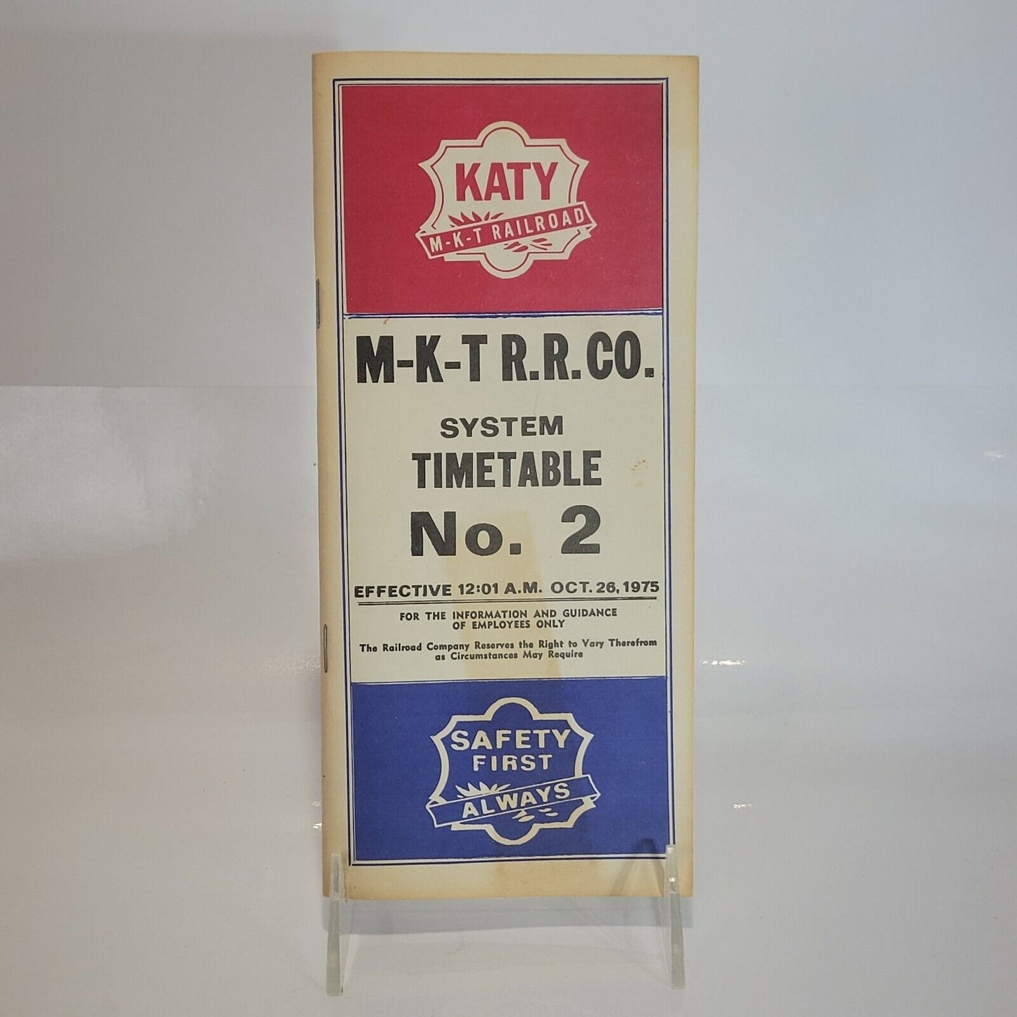 Oct 1975 Missouri Kansas Texas KATY MKT Railroad Train Timetable Schedule No. 2