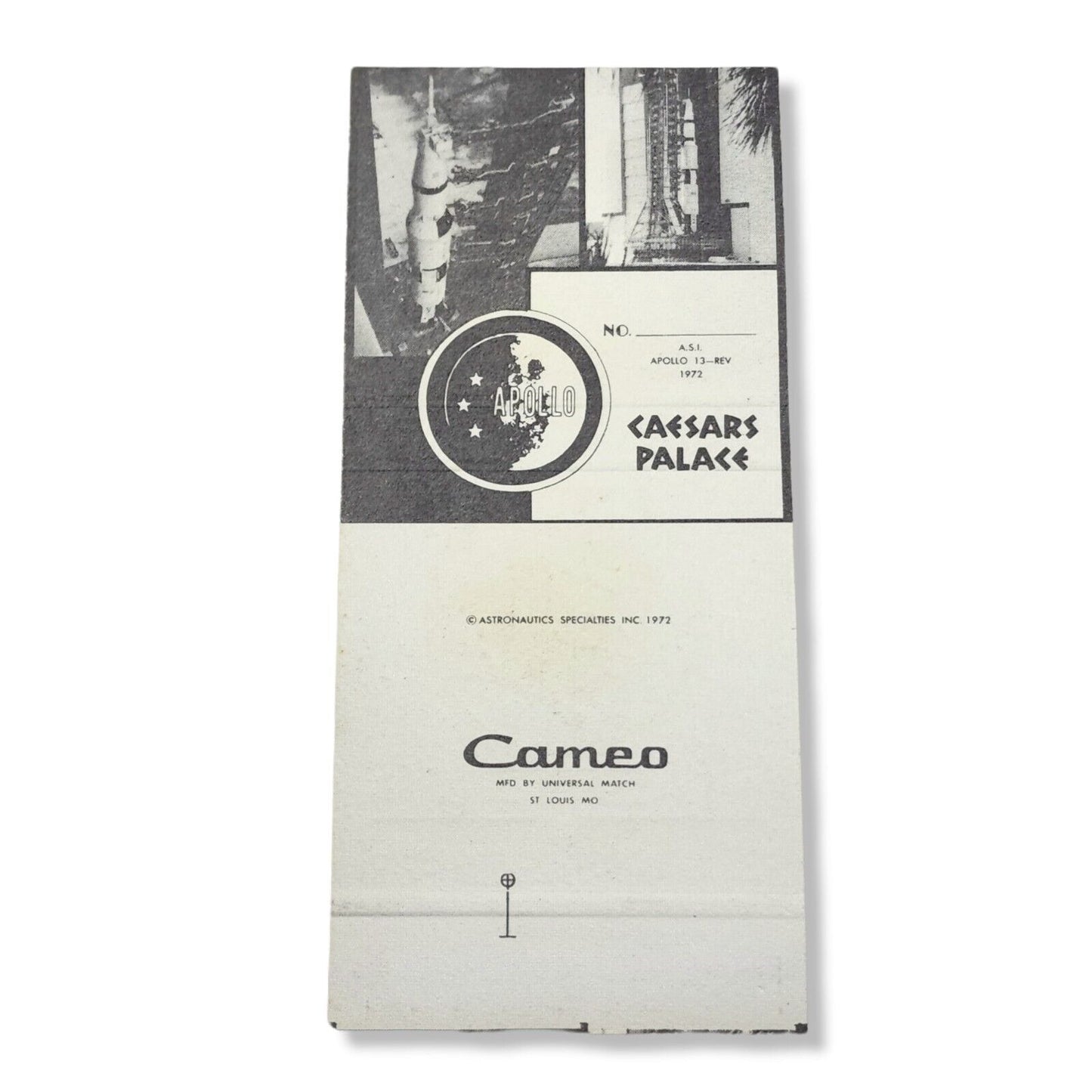 1972 Apollo 13 Matchbook Cover Only Factory Sample Apollo XIII Caesars Palace