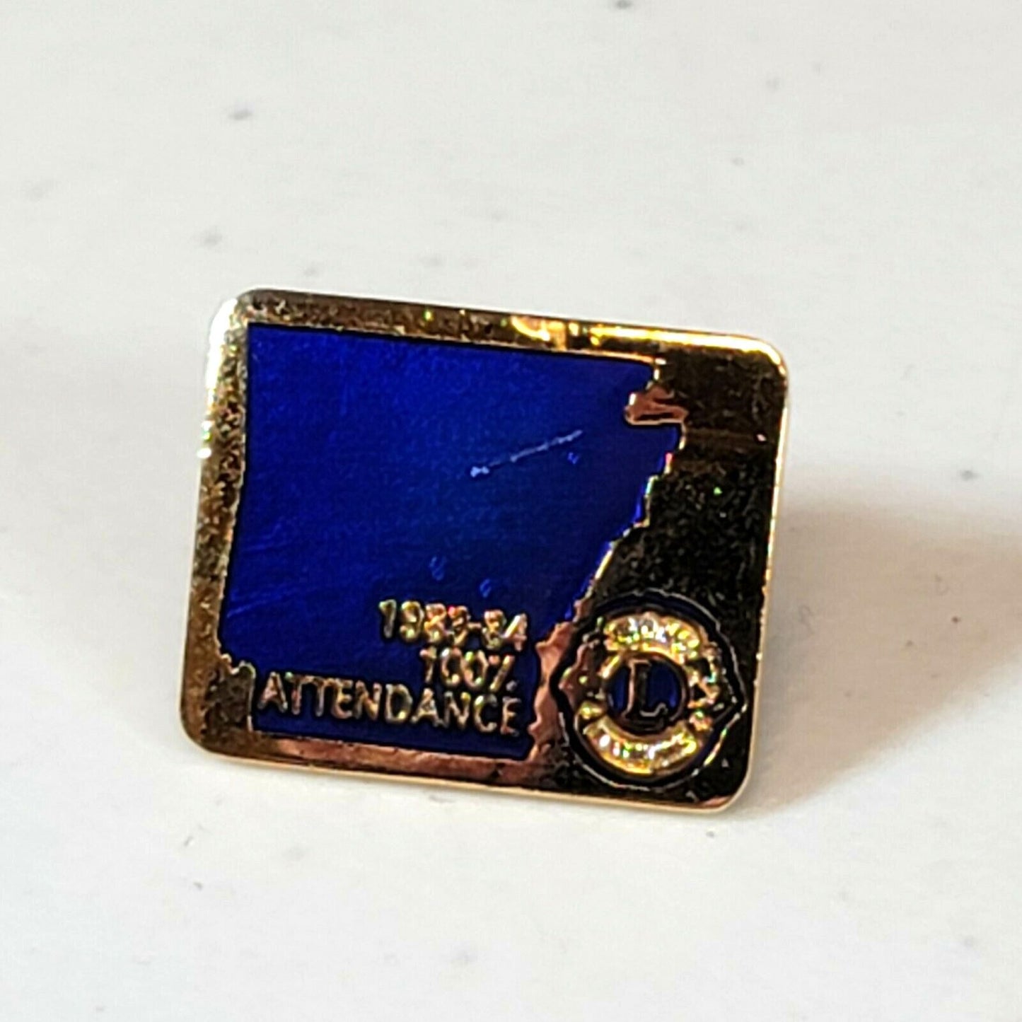 Lions Club 100% Attendance Award Lapel Pin Arkansas 1983-1984