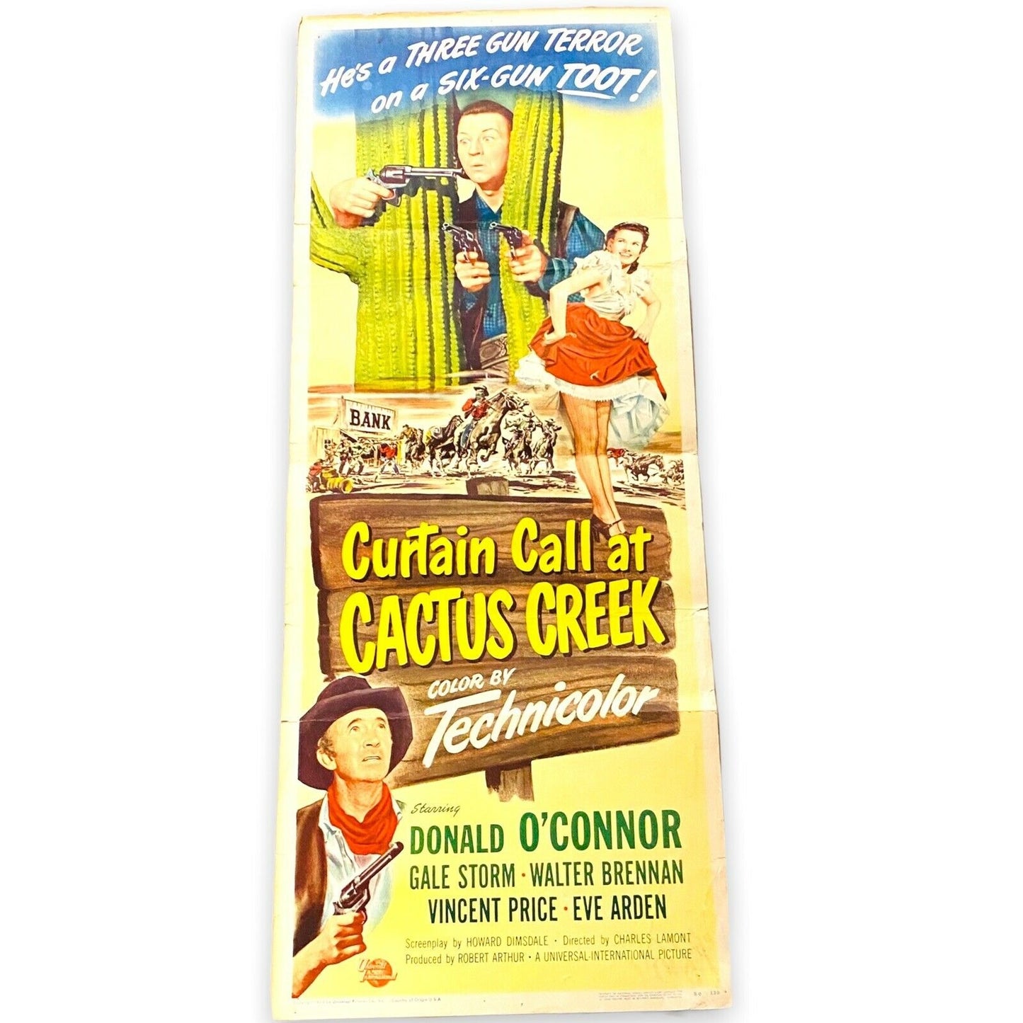 Vincent Price Gale Storm "Curtain Call at Cactus Creek" Poster 1950 Original