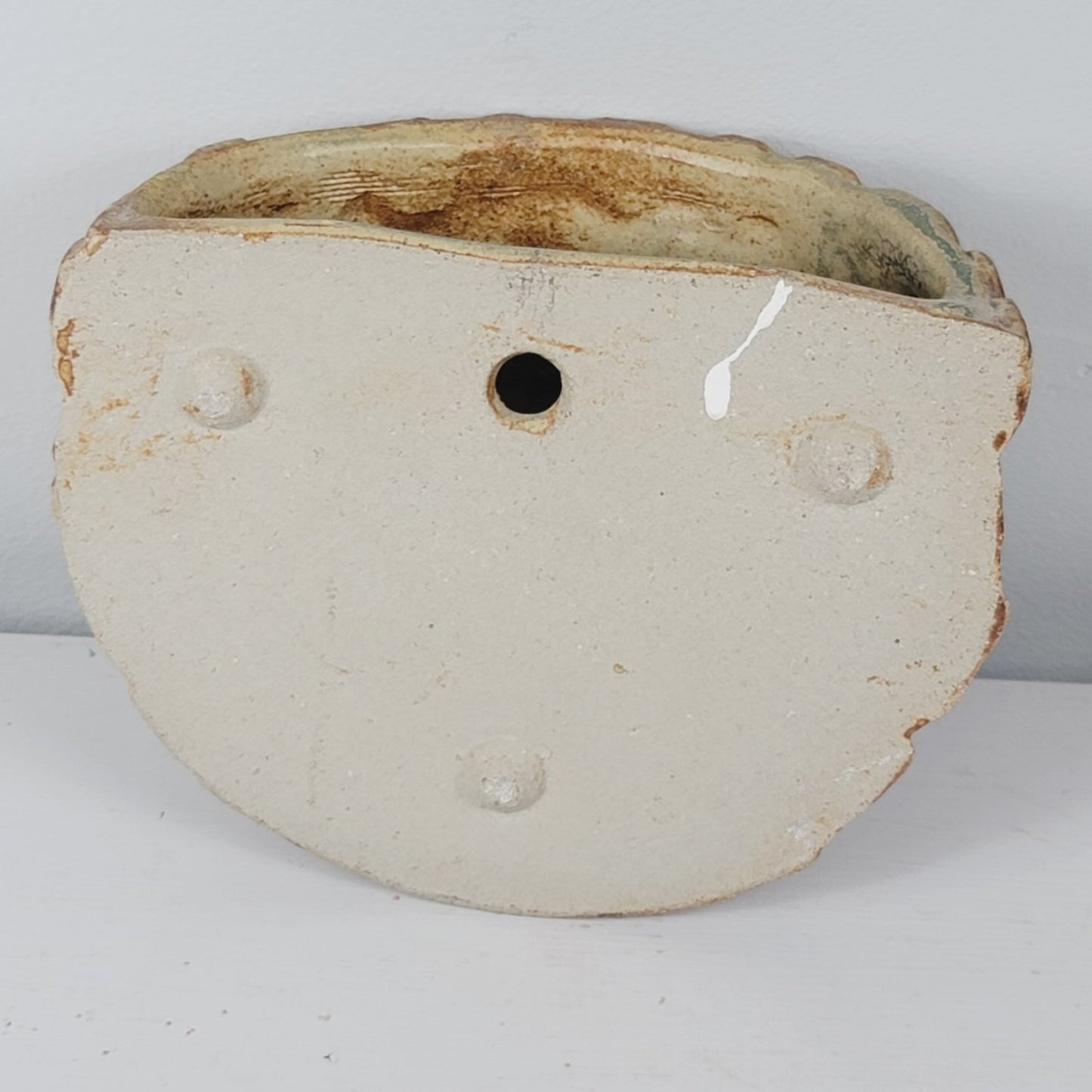 Bernard Rooke Signed MCM English Brutalist Style Wall Pocket Studio Pottery