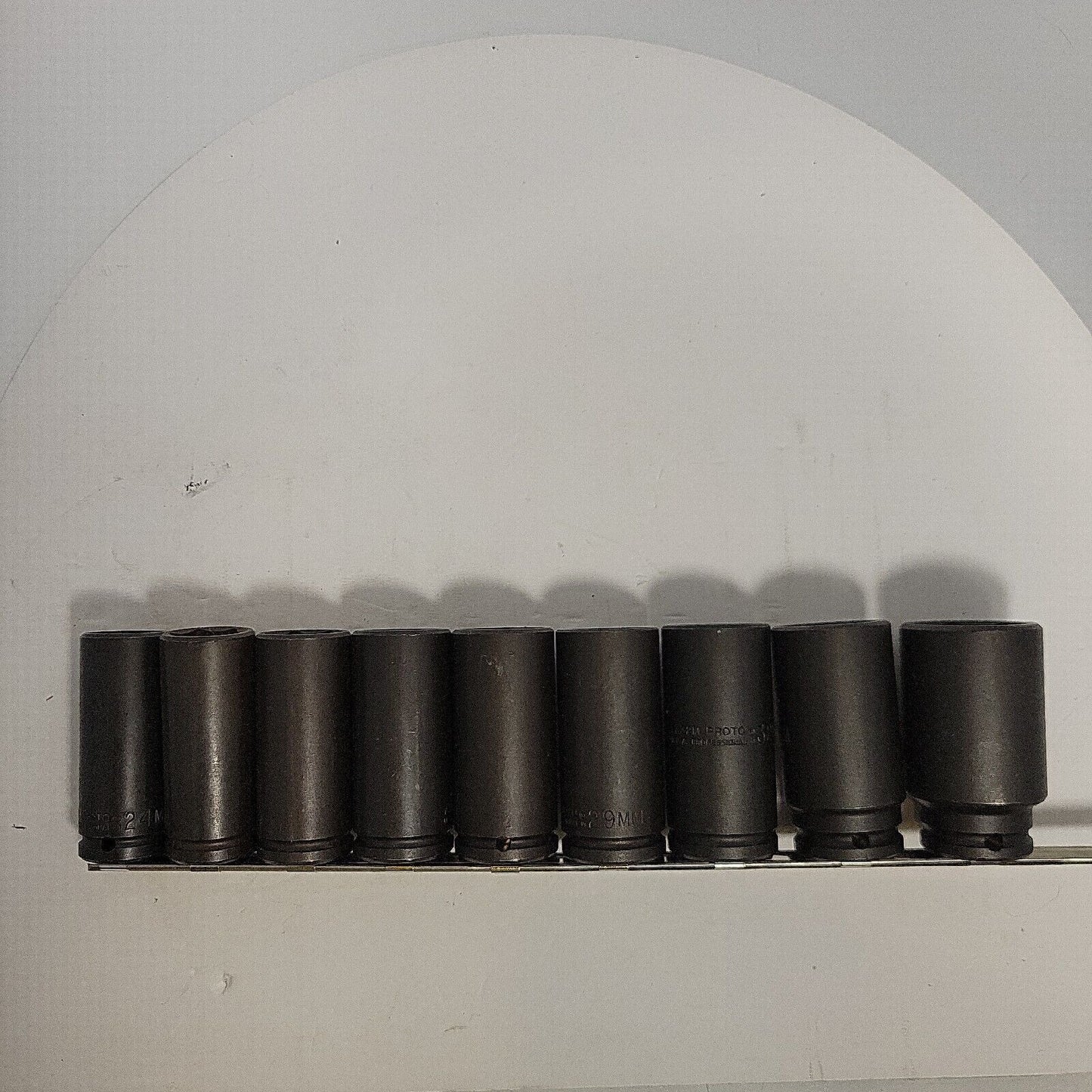 Proto 1/2" drive Deep Impact socket Metric,  24mm to 36 mm NOS, 9 pieces.