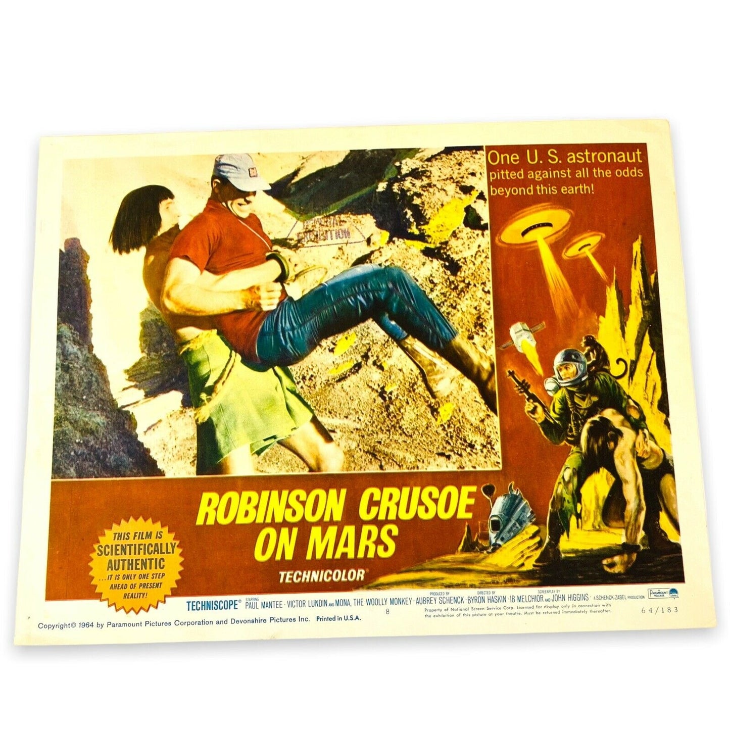 Original Lobby Card "Robinson Crusoe on Mars" 1964 Movie Poster