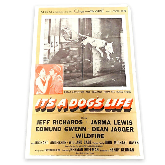 Jeff Richards "It's a Dog's Life" One Sheet Poster 1955 Bull Terrier ORIGINAL