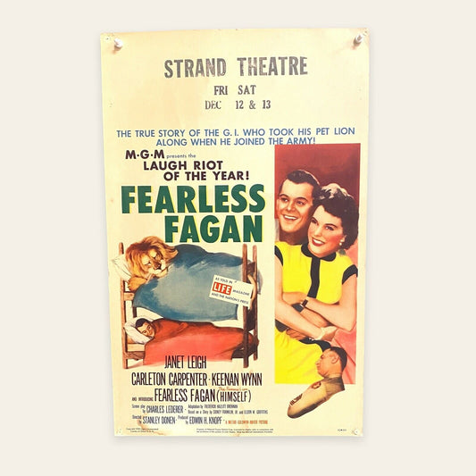 Fearless Fagan ORIGINAL 1952 Theater Window Card Poster The Famous Lion